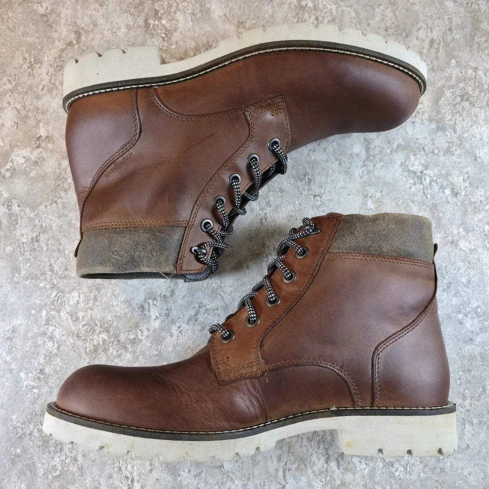 ECCO Mens Jamestown High-Cut Cognac Cocoa Brown Boots Size 9 - 9.5 *Barely Worn